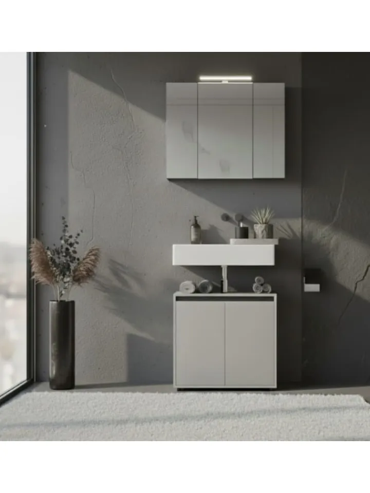 KADIMA DESIGN Badezimmermöbel<Waschbeckenunterschrank Soft-Close, 2 Türen, Made in Germany in Steingrau
