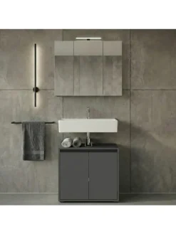 KADIMA DESIGN Badezimmermöbel<Waschbeckenunterschrank Soft-Close, 2 Türen, Made in Germany in Graphit