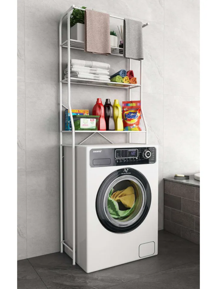 VCM Badezimmermöbel<Waschmaschine Toilette Überbau Schrank Tubas L in Weiß
