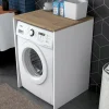 Evila Badmöbel|Badezimmermöbel<Waschmaschinen-Regal in Natur/ Weiß - (B)65 x (H)91,8 x (T)60 cm