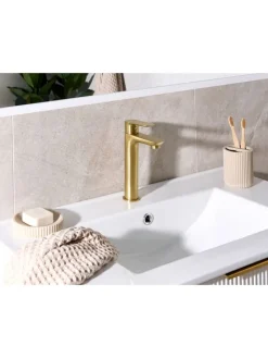 Beliani Badarmaturen<Wasserhähne CHIMBOTE in Gold - (W) 4 x (H) 21 x (L) 13 cm