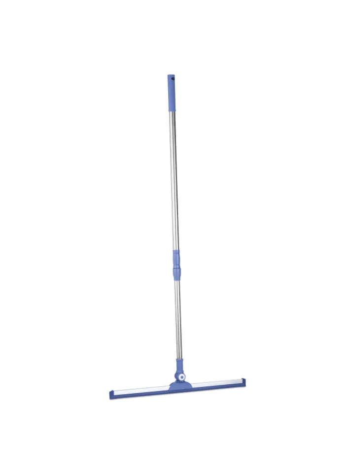 relaxdays Putz- & Waschutensilien<Wasserschieber in Silber/ Blau - (B)52 x (H)84–135 cm