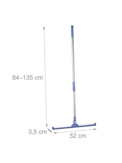 relaxdays Putz- & Waschutensilien<Wasserschieber in Silber/ Blau - (B)52 x (H)84–135 cm