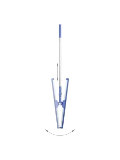 relaxdays Putz- & Waschutensilien<Wasserschieber in Silber/ Blau - (B)52 x (H)84–135 cm