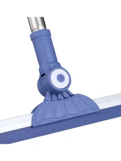relaxdays Putz- & Waschutensilien<Wasserschieber in Silber/ Blau - (B)52 x (H)84–135 cm
