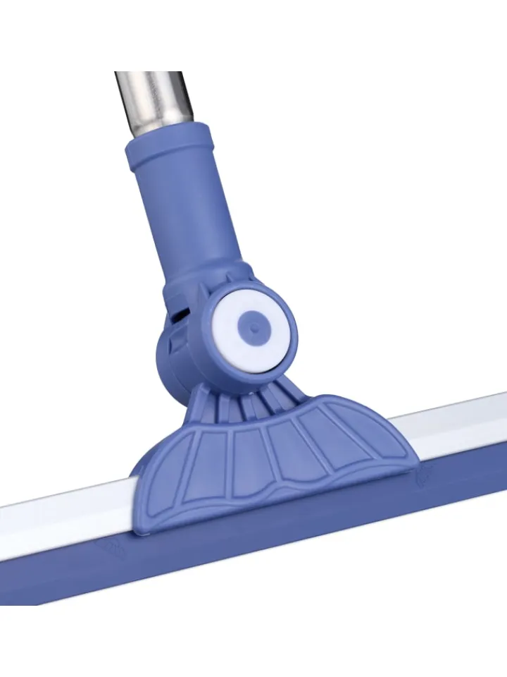 relaxdays Putz- & Waschutensilien<Wasserschieber in Silber/ Blau - (B)52 x (H)84–135 cm