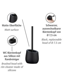 Wenko Badaccessoires<WC-Garnitur "Badi" in Schwarz - (H)38 cm