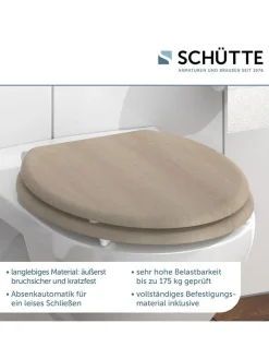 Schütte Badaccessoires<WC-Sitz mit Absenkautomatik "Modern Wood" in Hellbraun