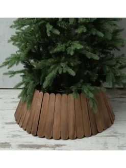 MARELIDA Künstliche Weihnachtsbäume<Weihnachtsbaumrock aus Holz Abdeckung für Baumständer D: 70cm in braun