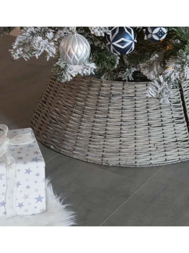 MARELIDA Künstliche Weihnachtsbäume<Weihnachtsbaumrock aus Weide Abdeckung für Baumständer D: 70cm in grau