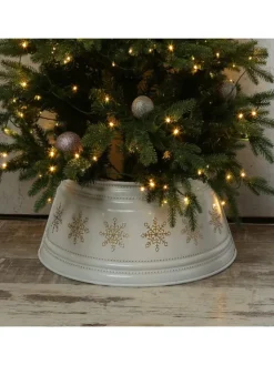 MARELIDA Künstliche Weihnachtsbäume<Weihnachtsbaumrock Schneeflocken Abdeckung für Baumständer D: 57cm in weiß