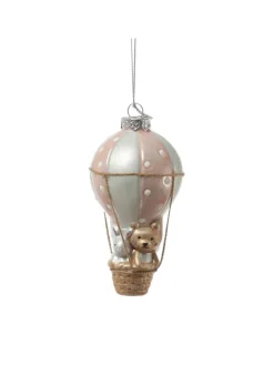 MARELIDA Weihnachtsschmuck<Weihnachtsbaumschmuck Ballon mit Bär und Hase H: 13cm in rosa