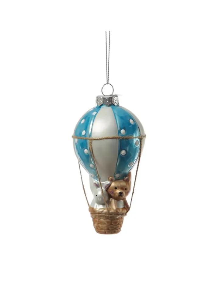 MARELIDA Weihnachtsschmuck<Weihnachtsbaumschmuck Ballon mit Bär und Hase H: 13cm in blau