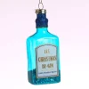 MARELIDA Weihnachtsschmuck<Weihnachtsbaumschmuck GIN Flasche Glas mundgeblasen H: 12cm in blau