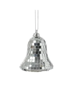 MARELIDA Weihnachtsschmuck<Weihnachtsbaumschmuck Glocke im Discokugel Look H: 8cm silber