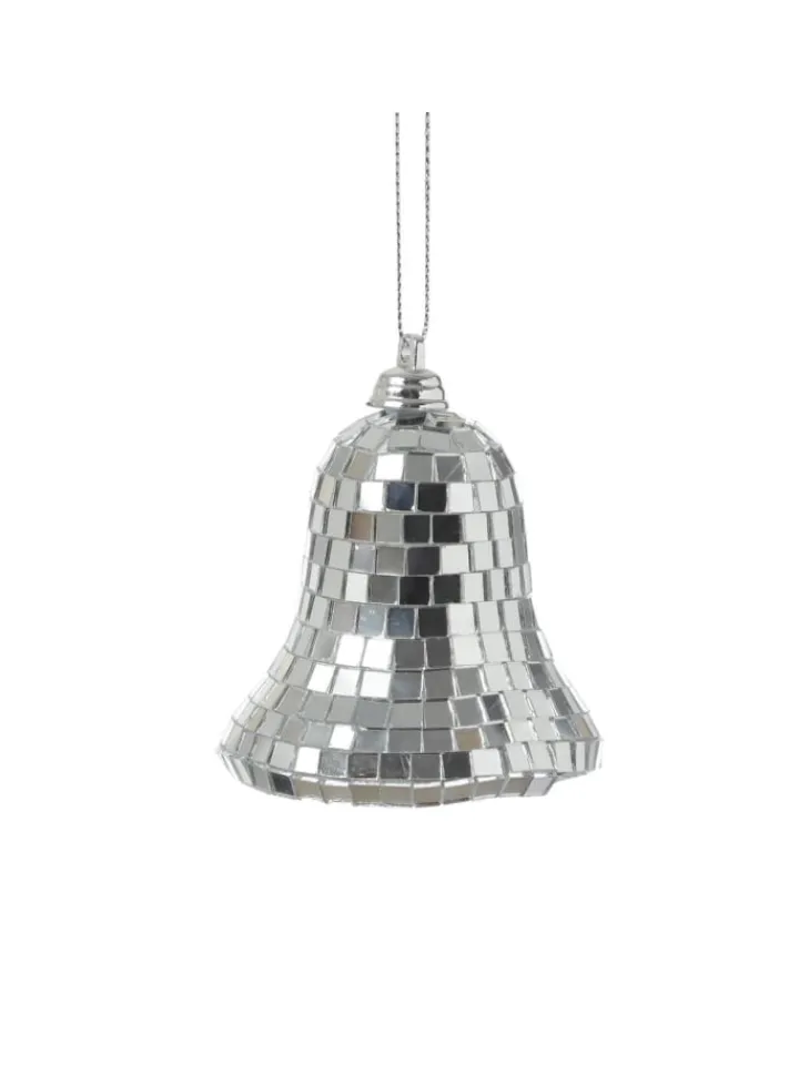 MARELIDA Weihnachtsschmuck<Weihnachtsbaumschmuck Glocke im Discokugel Look H: 8cm silber