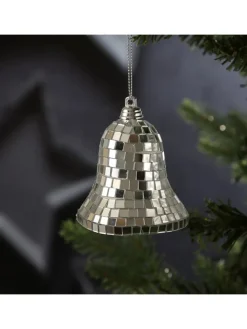 MARELIDA Weihnachtsschmuck<Weihnachtsbaumschmuck Glocke im Discokugel Look H: 8cm silber