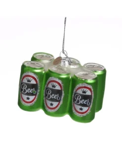 MARELIDA Weihnachtsschmuck<Weihnachtsbaumschmuck SIXPACK Bier aus Glas H: 5,1cm in grün