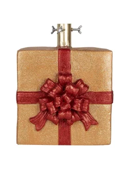Clayre & Eef Künstliche Weihnachtsbäume<Weihnachtsbaumständer in Gold/ Rot - (B)26 x (H)32 x (T)25 cm