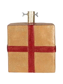Clayre & Eef Künstliche Weihnachtsbäume<Weihnachtsbaumständer in Gold/ Rot - (B)26 x (H)32 x (T)25 cm