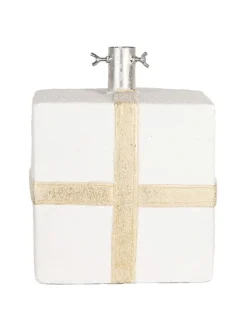 Clayre & Eef Künstliche Weihnachtsbäume<Weihnachtsbaumständer in Weiß/ Beige - (B)26 x (H)24 x (T)33 cm