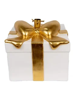Clayre & Eef Künstliche Weihnachtsbäume<Weihnachtsbaumständer in Weiß/ Gold - (B)36 x (H)35 x (T)33 cm
