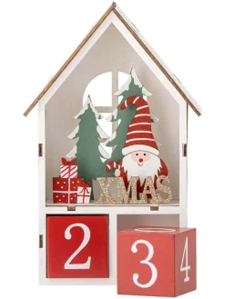 Bloomingville Wohndekoration<Weihnachtskalender ''Edmund'' in Weiß/ Rot - (B)12 x (H)19 x (T)5 cm