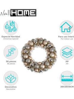 WellHome Lichterketten & Deko-Leuchten<Weihnachtskranz in Gold/ Silber