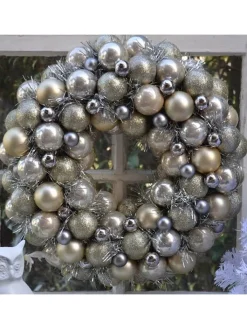 WellHome Lichterketten & Deko-Leuchten<Weihnachtskranz in Gold/ Silber