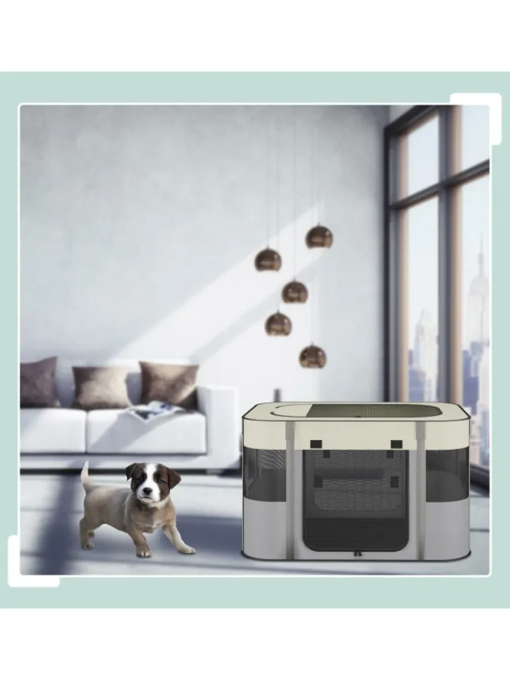 relaxdays Hunde<Welpenauslauf in Mehrfarbig - (B)90 x (H)60 x (T)68 cm