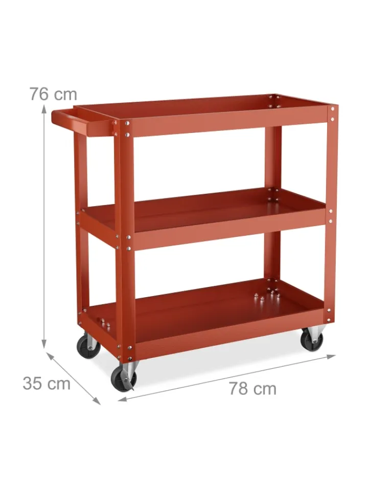 relaxdays Weitere Haushaltshelfer<Werkstattwagen in Rot - (B)78 x (H)76 x (T)35 cm