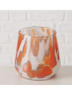 Boltze Kerzen, Vasen & Mehr<Windlicht "Layla" in Transparent/ Orange - (H)11 x Ø 11,5 cm