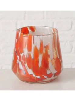 Boltze Kerzen, Vasen & Mehr<Windlicht "Layla" in Transparent/ Orange - (H)9,5 x Ø 9 cm