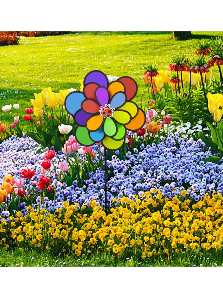 relaxdays Gartendekoration<Windrad in Bunt - (B)36,5 x (H)86,5 x (T)14 cm