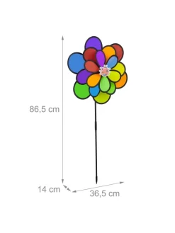 relaxdays Gartendekoration<Windrad in Bunt - (B)36,5 x (H)86,5 x (T)14 cm