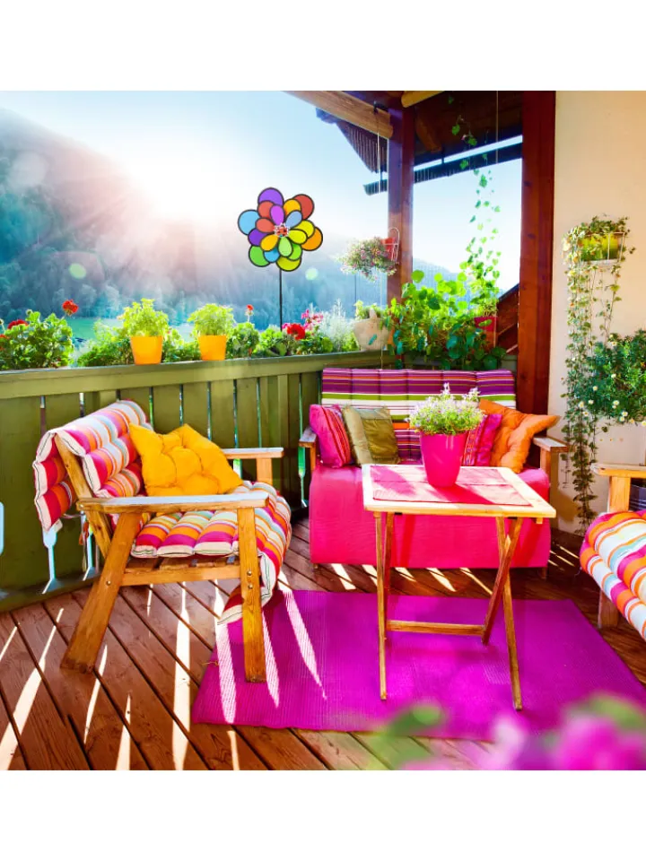 relaxdays Gartendekoration<Windrad in Bunt - (B)36,5 x (H)86,5 x (T)14 cm