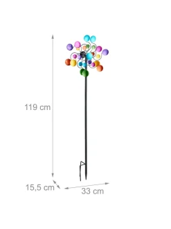 relaxdays Gartendekoration|Gartendekoration<Windrad in Bunt - (B)33 x (H)119 x (T)15,5 cm