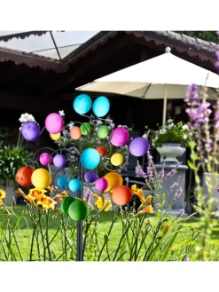 relaxdays Gartendekoration|Gartendekoration<Windrad in Bunt - (B)33 x (H)119 x (T)15,5 cm