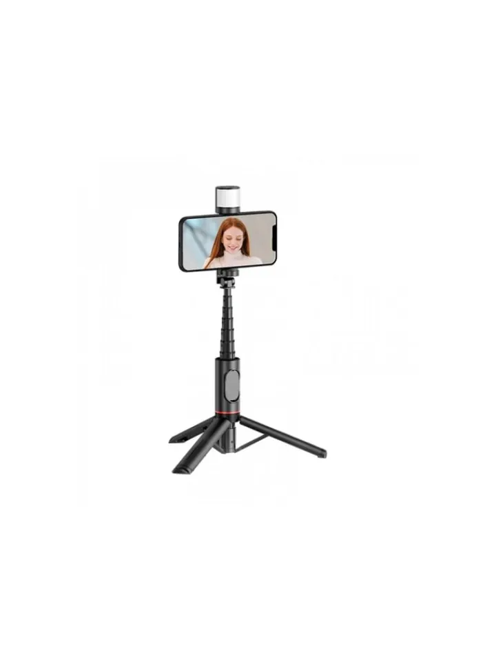 WIWU Foto & Video<- Selfie Stick Wi-SE003 mit Stativfunktion und LED-Licht in Schwarz