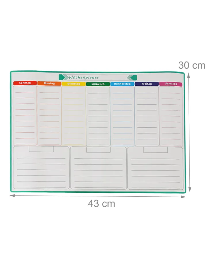 relaxdays Büro- & Schulbedarf<Wochenplaner in Weiß/ Bunt - (B)43 x (H)30 cm