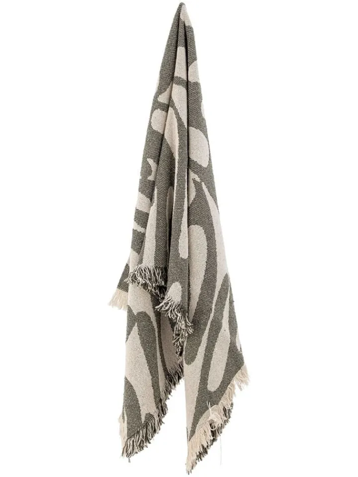 Bloomingville Wohndecken & Plaids<Wohndecke ''Alk'' in Beige/ Grün - (L)160 x (B)130 cm