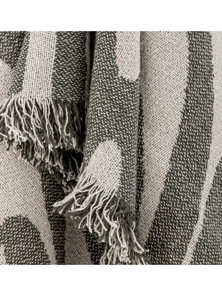 Bloomingville Wohndecken & Plaids<Wohndecke ''Alk'' in Beige/ Grün - (L)160 x (B)130 cm