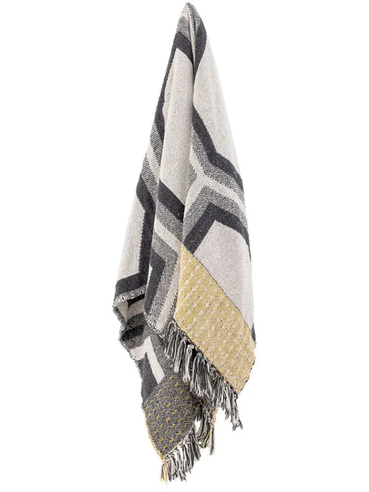 Bloomingville Wohndecken & Plaids<Wohndecke ''Annli'' in Grau/ Dunkelblau - (L)160 x (B)130 cm