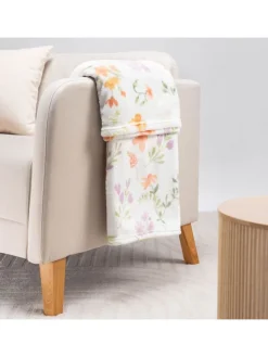 Homla Wohndecken & Plaids<Wohndecke "B2 Blumen Essentials" in Weiß/ Lila/ Orange - (L)200 x (B)150 cm