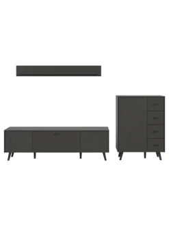 xonox.home Möbel-Sets<Wohnkombination (B/H/T: 269x175x40 cm) in grau matt tiefzieh