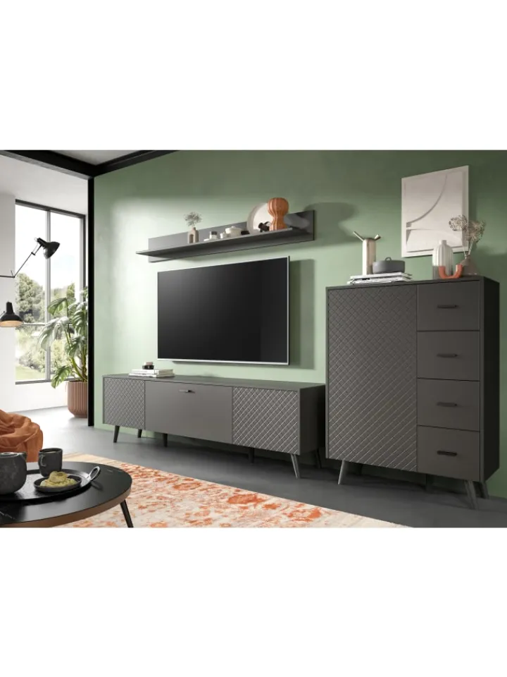 xonox.home Möbel-Sets<Wohnkombination (B/H/T: 269x175x40 cm) in grau matt tiefzieh