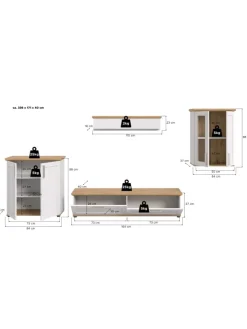 xonox.home Möbel-Sets<Wohnkombination (B/H/T: 336x161x40 cm) in Sibiu Lärche Nachbildung