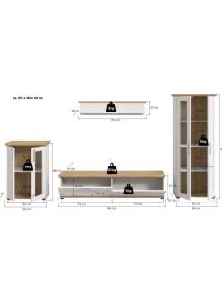 xonox.home Möbel-Sets<Wohnkombination (B/H/T: 336x161x40 cm) in Sibiu Lärche Nachbildung