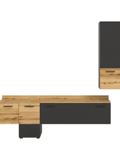 xonox.home Möbel-Sets<Wohnwand (B/H/T: 195x196x37 cm) in Grau inkl. Rückwandbeleuchtung