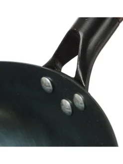 GORANDO Grillen<WOK Pfanne für Gasherd Grill Eisen mit Holzgriff D: 32cm